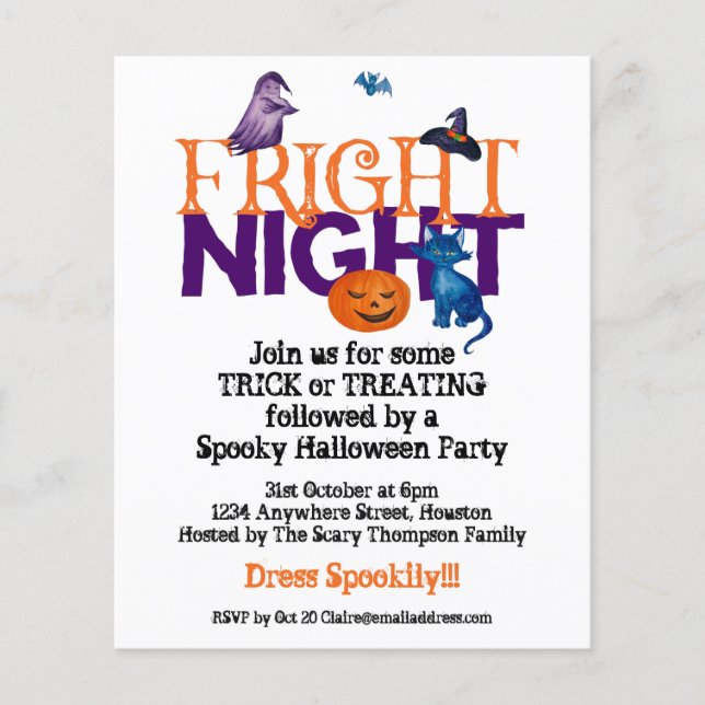 Value Fright Night Halloween Party Invitation Flyer (Front)