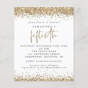 Value Gold Glitter Fiftieth Party Invitation Flyer