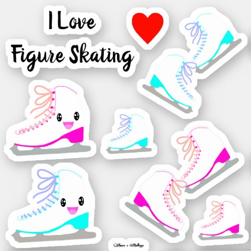 VALUE Ice Skating Cute Assorted PinkBlue Sticker