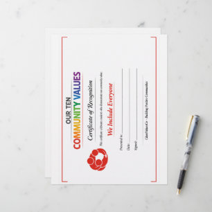 Value Inclusion Award Certificate Letterhead