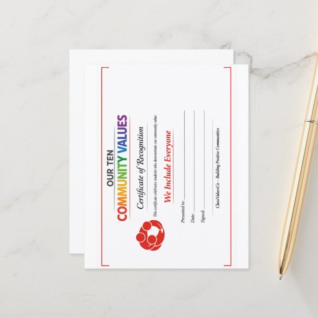 Value Inclusion Certificate 4.5x 5.6 Paper Sheet (Front/Back In Situ)