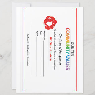Value Inclusion Certificate 8.5x11 Paper Sheet
