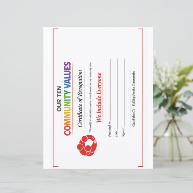 Value Inclusion Certificate Letterhead Paper Sheet (Standing Front)