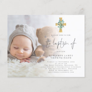 Value Photo Eucalyptus Cross Baptism Invite Flyer