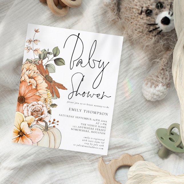 Value Pumpkin Florals Baby Shower Invitation Flyer (Creator Uploaded)