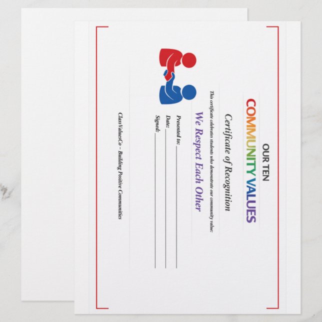 Value Respect Certificate Letterhead (Front/Back)