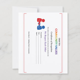 Value Respect Certificate Small Paper Sheet