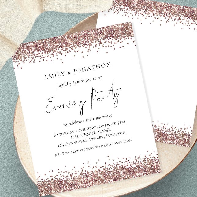 Value Rose Gold Glitter Evening Invitation Flyer (Creator Uploaded)
