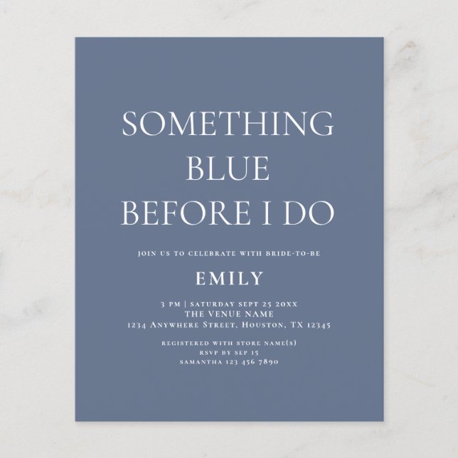 Value Something Blue Bridal Shower Invitation Flyer (Front)