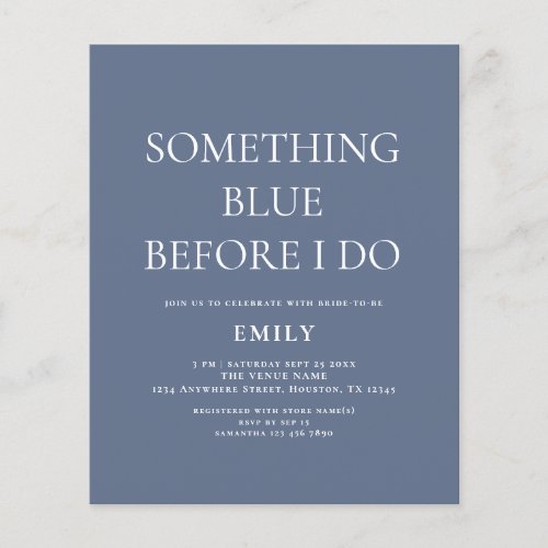 Value Something Blue Bridal Shower Invitation Flyer