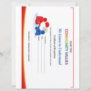 Value to Listen Certificate Letterhead Paper Sheet