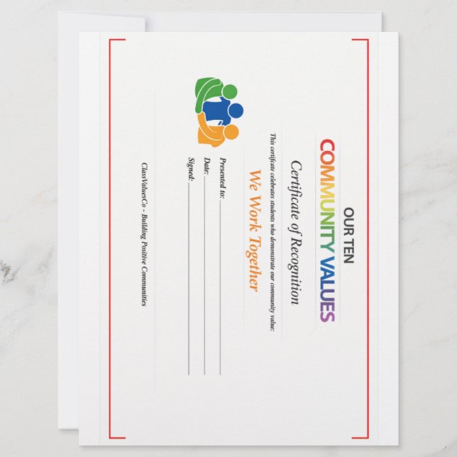 Value Together Certificate Letterhead  (Front)