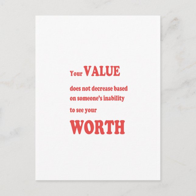 VALUE WORTH wisdom Motivation Spiritual Leader Postcard (Front)