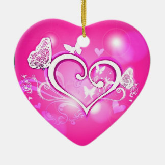 Valuegem Pink Butterfly Hart Ornament