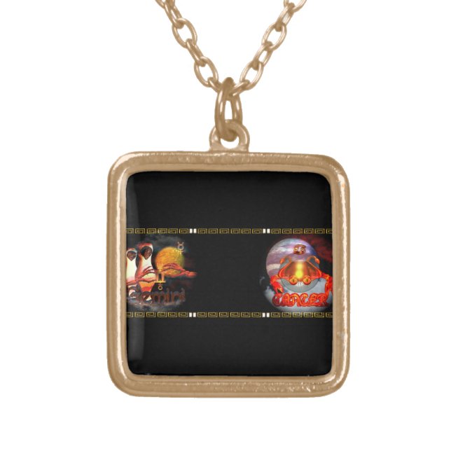 Valxart Gemincer is Gemini Cancer zodiac Cusp Gold Plated Necklace (Front)