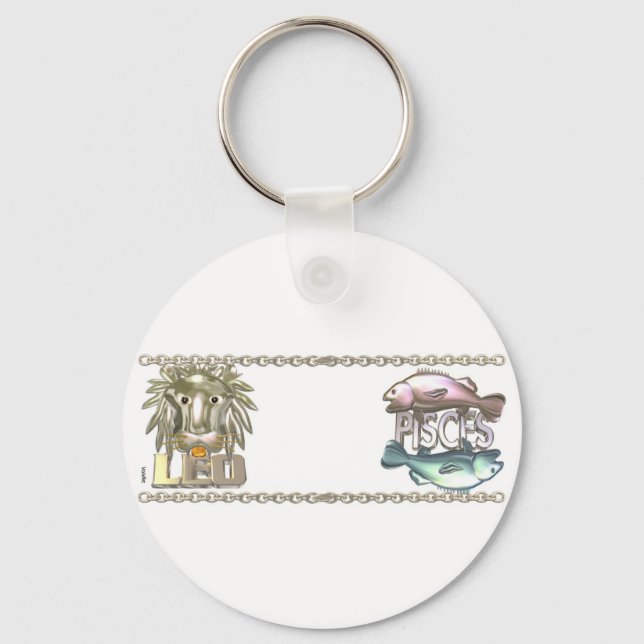 Valxart Leo Pisces zodiac friendship gifts Keychain (Front)