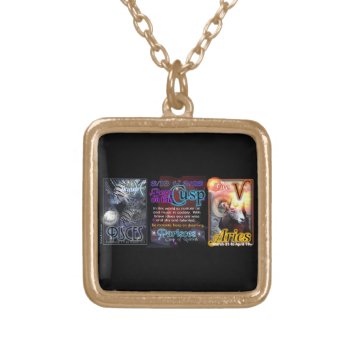 Valxart Zodiac Cusp Pisces Aries Gold Plated Necklace by ValxArt at Zazzle