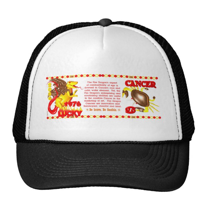 ValxArt zodiac fire dragon Cancer born 1976 2036 Trucker Hats