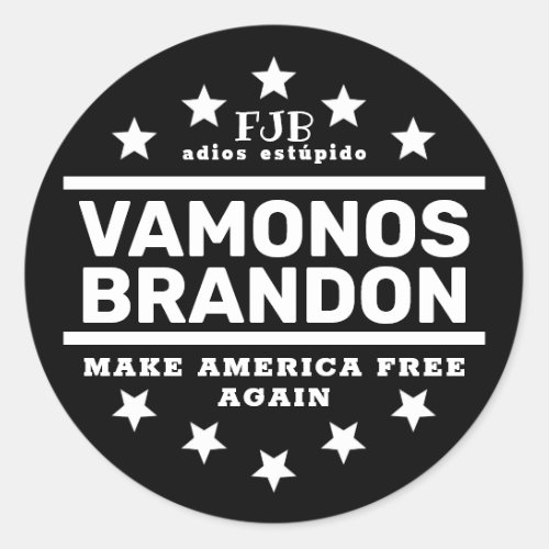 Vamonos Brandon II Black Classic Round Sticker