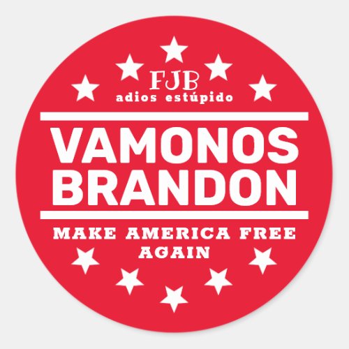 Vamonos Brandon II Red Classic Round Sticker