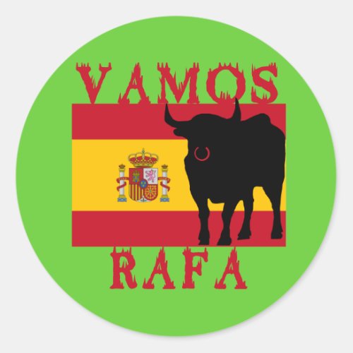 Vamos Rafa With Flag of Spain Classic Round Sticker