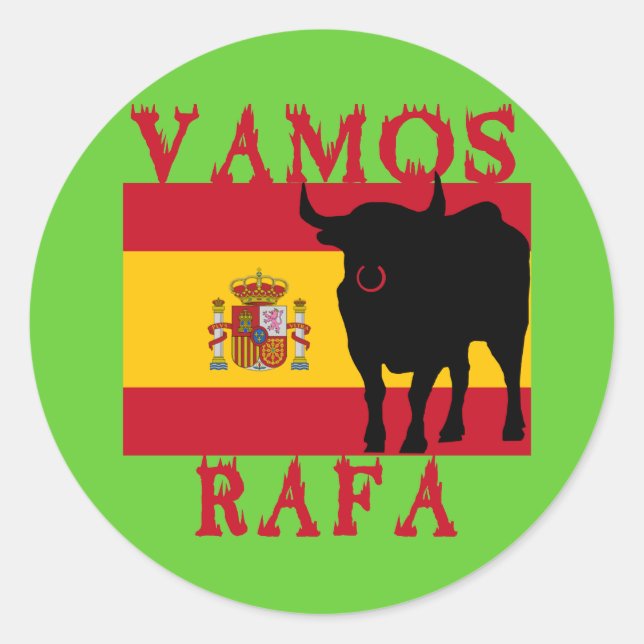 Vamos Rafa With Flag of Spain Classic Round Sticker (Front)