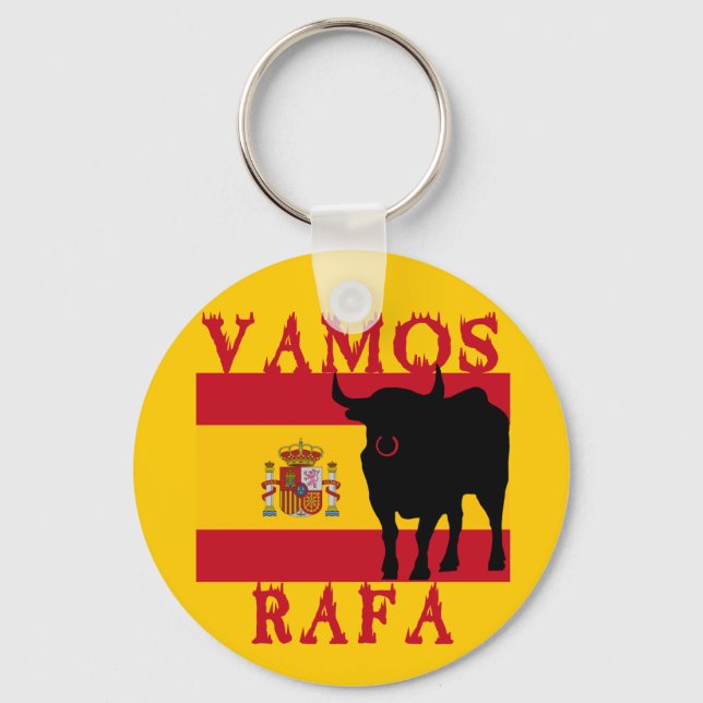 Vamos Rafa With Flag of Spain Keychain (Front)