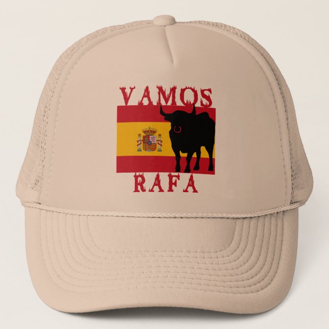 Vamos Rafa With Flag of Spain Trucker Hat (Front)