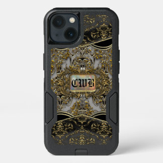 Vamp Black Baroque Elegant Monogram iPhone 13 Case