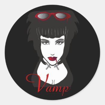 Vamp Ii Classic Round Sticker by MoonArtandDesigns at Zazzle