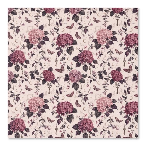 Vamp Romantic Pink Hydrangea Gothic Botanical Wallpaper