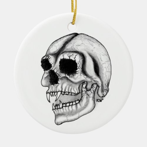 Vampir skull black and white design ceramic ornament