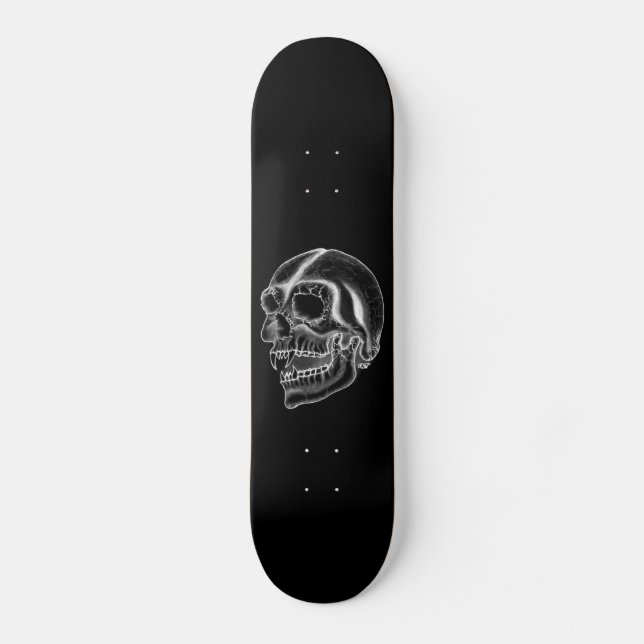 Vampir skull black and white design skateboard deck (Front)