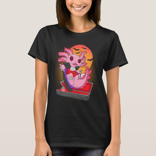Vampire Alotl Axolotl Women Halloween Fish  Amphib T-Shirt (Front)