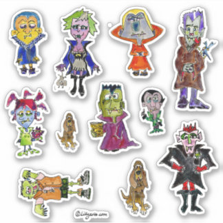Vampire and Bloodhound Cartoon Sticker