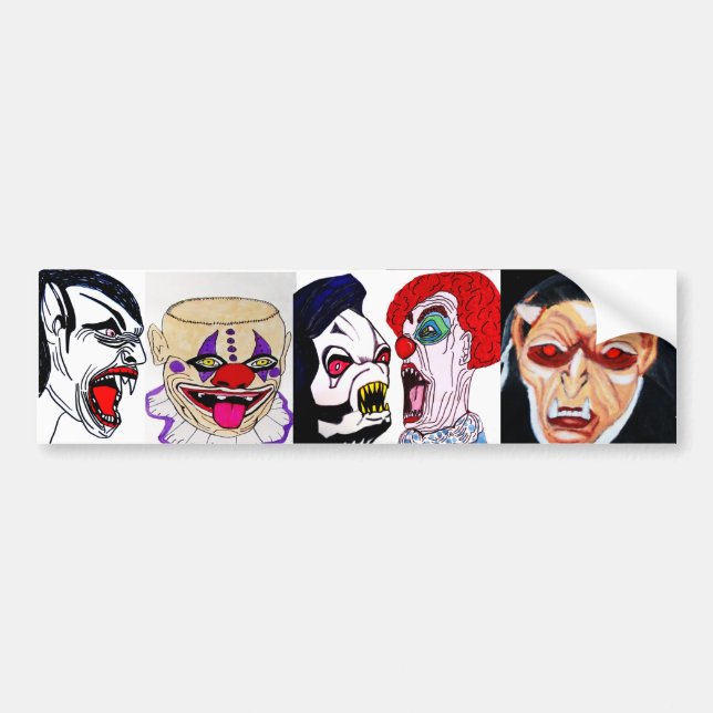 VAMPIRE, AND DERANGED CLOWN bumpersticker Bumper S Sticker (Front)