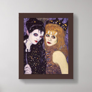 Vampire and witch in Halloween Framed Art
