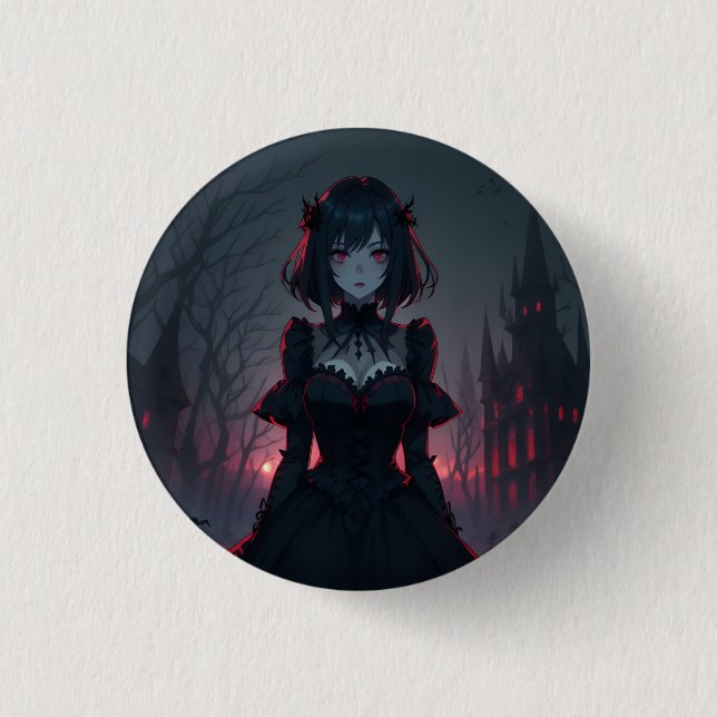Vampire Anime Girl 1 Button (Front)