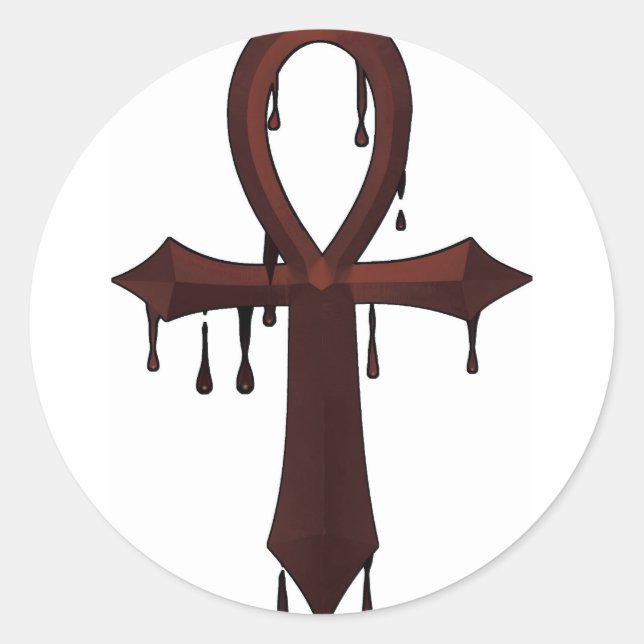 VAMPIRE ANKH -Bloody Classic Round Sticker (Front)