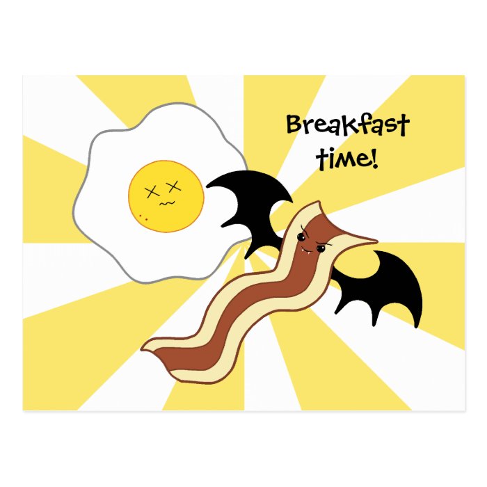 Vampire bacon and dead egg silly breakfast postcards