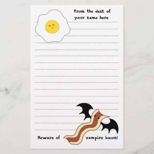 Vampire bacon and dead egg silly breakfast stationery