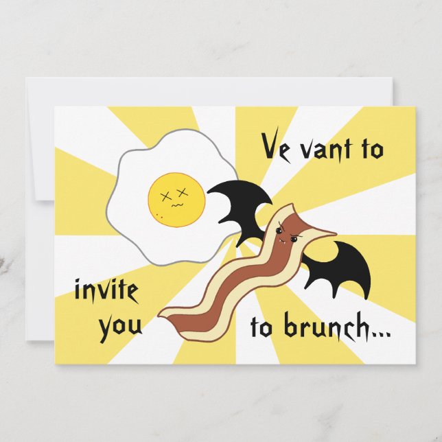 Vampire bacon and dead egg silly brunch invitation (Front)
