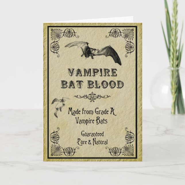 Vampire Bat Blood Halloween Card (Front)