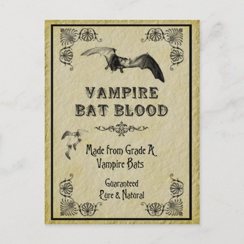 Vampire Bat Blood Halloween Recipe Card