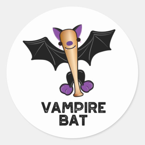 Vampire Bat Funny Baseball Pun  Classic Round Sticker