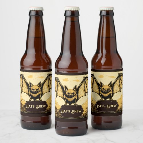 Vampire bat gold beer bottle label