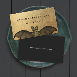 Vampire Bat Gold Business Card