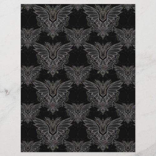 vampire bat Halloween damask scrapbook paper