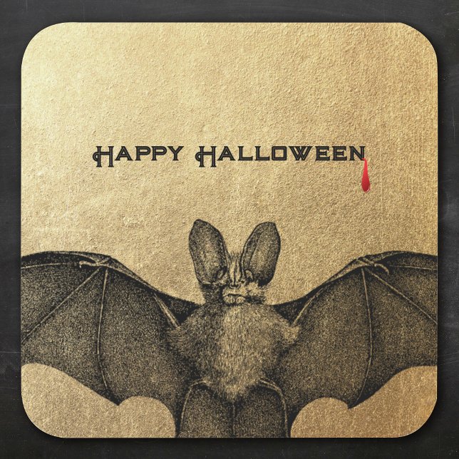Vampire Bat Halloween Gold Square Sticker (Creator Uploaded)