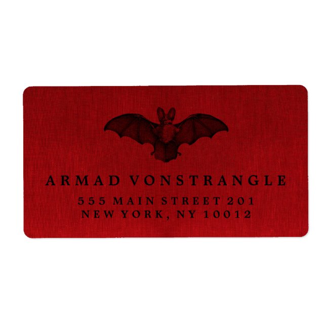 Vampire Bat Halloween Label (Front)